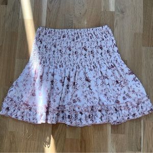 Mini skirt.  Pink floral.